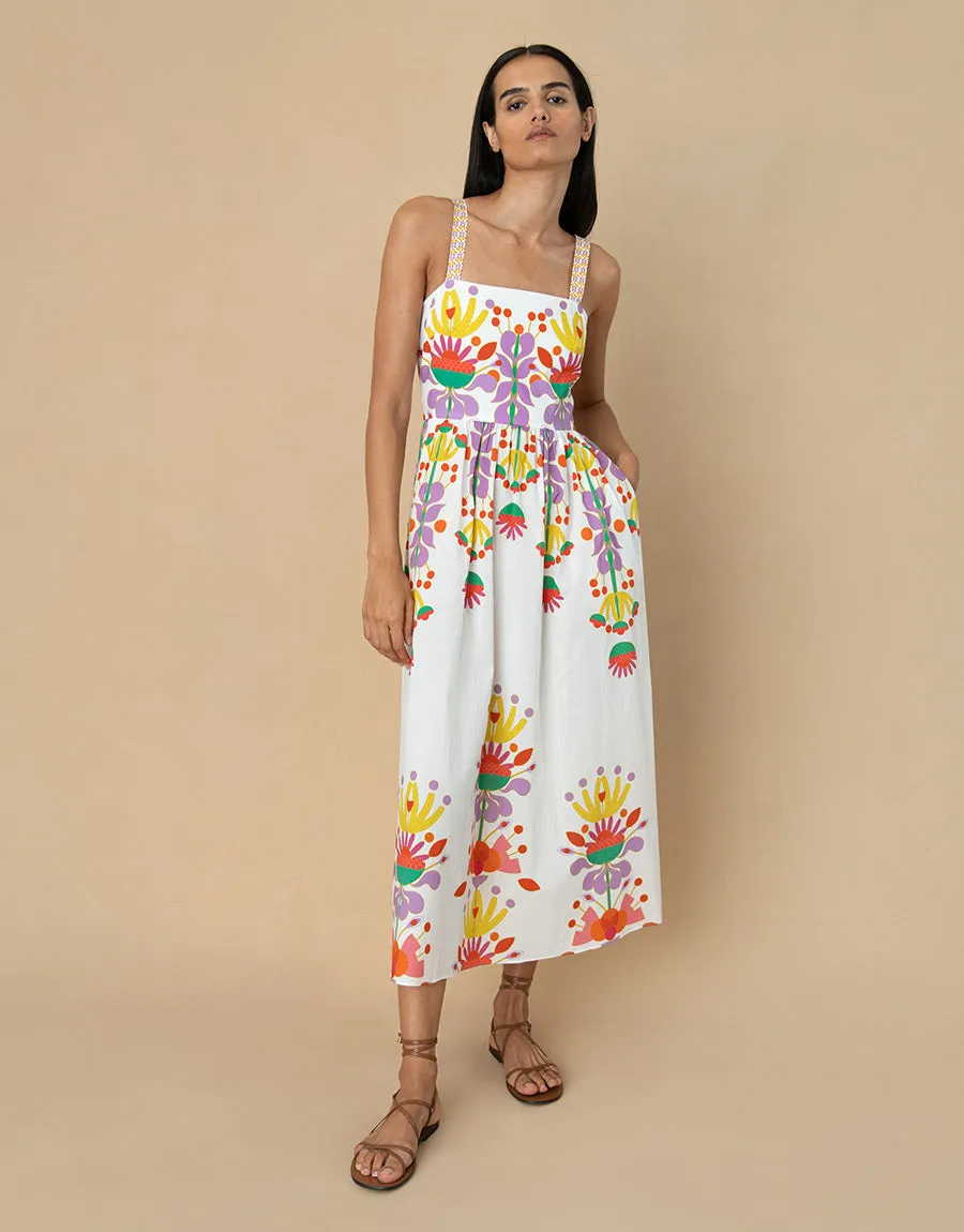 Ninet Cotton Midi Dress - Avatar White - SALE