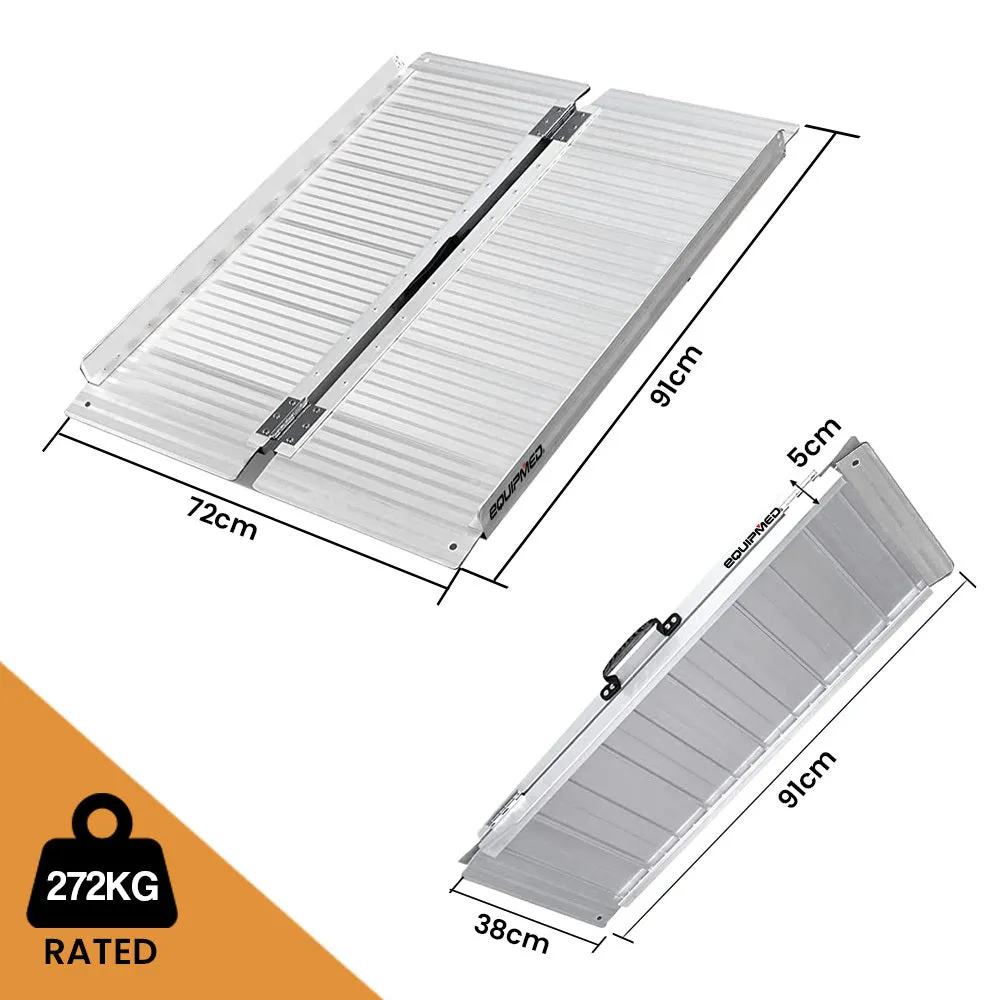 Non-Slip 91cm Folding Aluminium Wheelchair Ramp, 272kg Rated, Equipmed