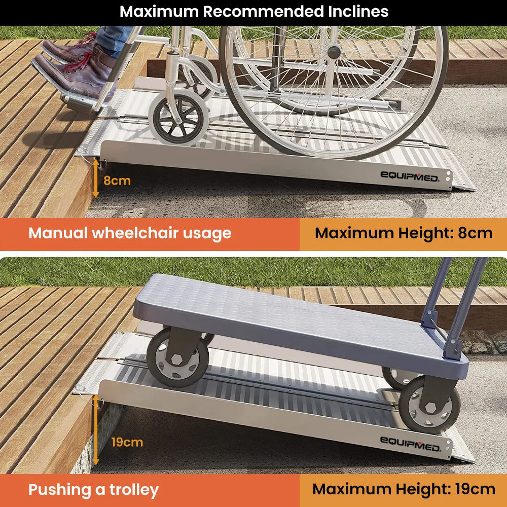 Non-Slip 91cm Folding Aluminium Wheelchair Ramp, 272kg Rated, Equipmed