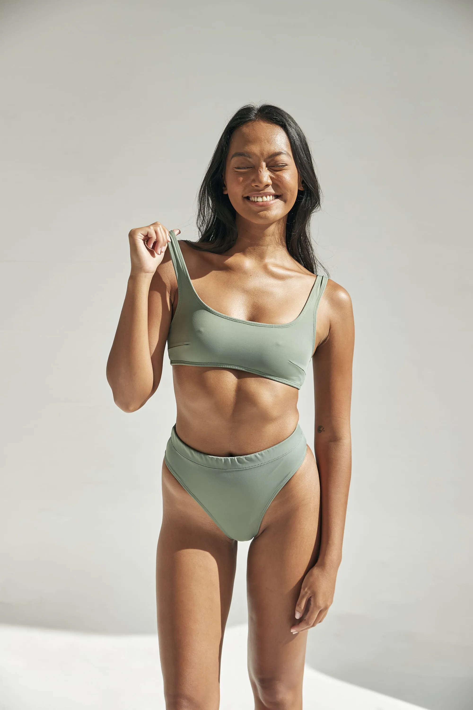 Noserider Surf Bikini Top in Sage Green