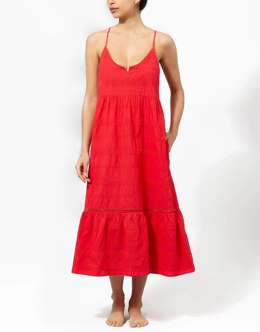 Numana Scoop Neck Dress - Red