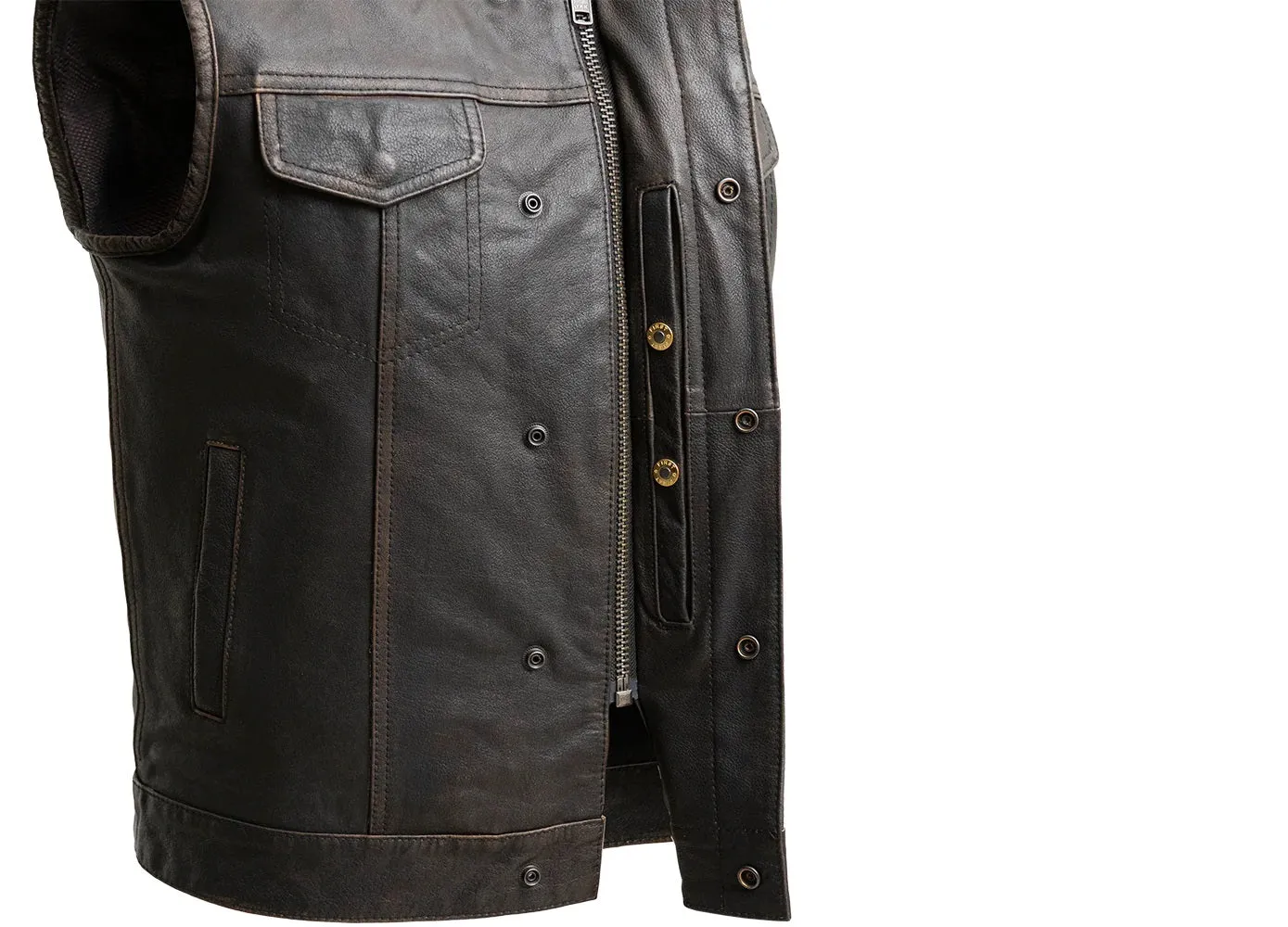 OLIVE FIM689CDT | Sharp Shooter - Men's Motorcycle Leather Vest