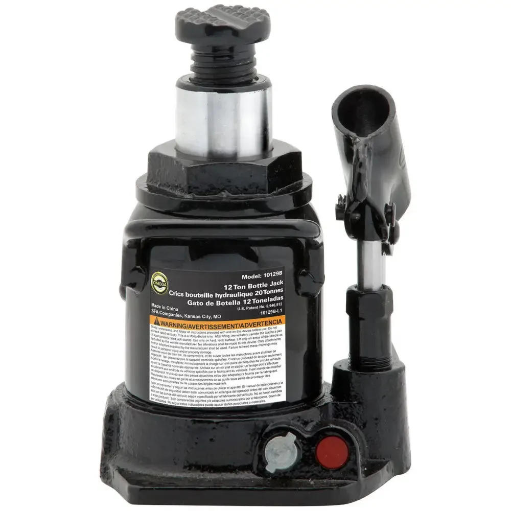 Omega 12 Ton Low-Profile Hydraulic Bottle Jack, Welded Base (Ea) - 10129W