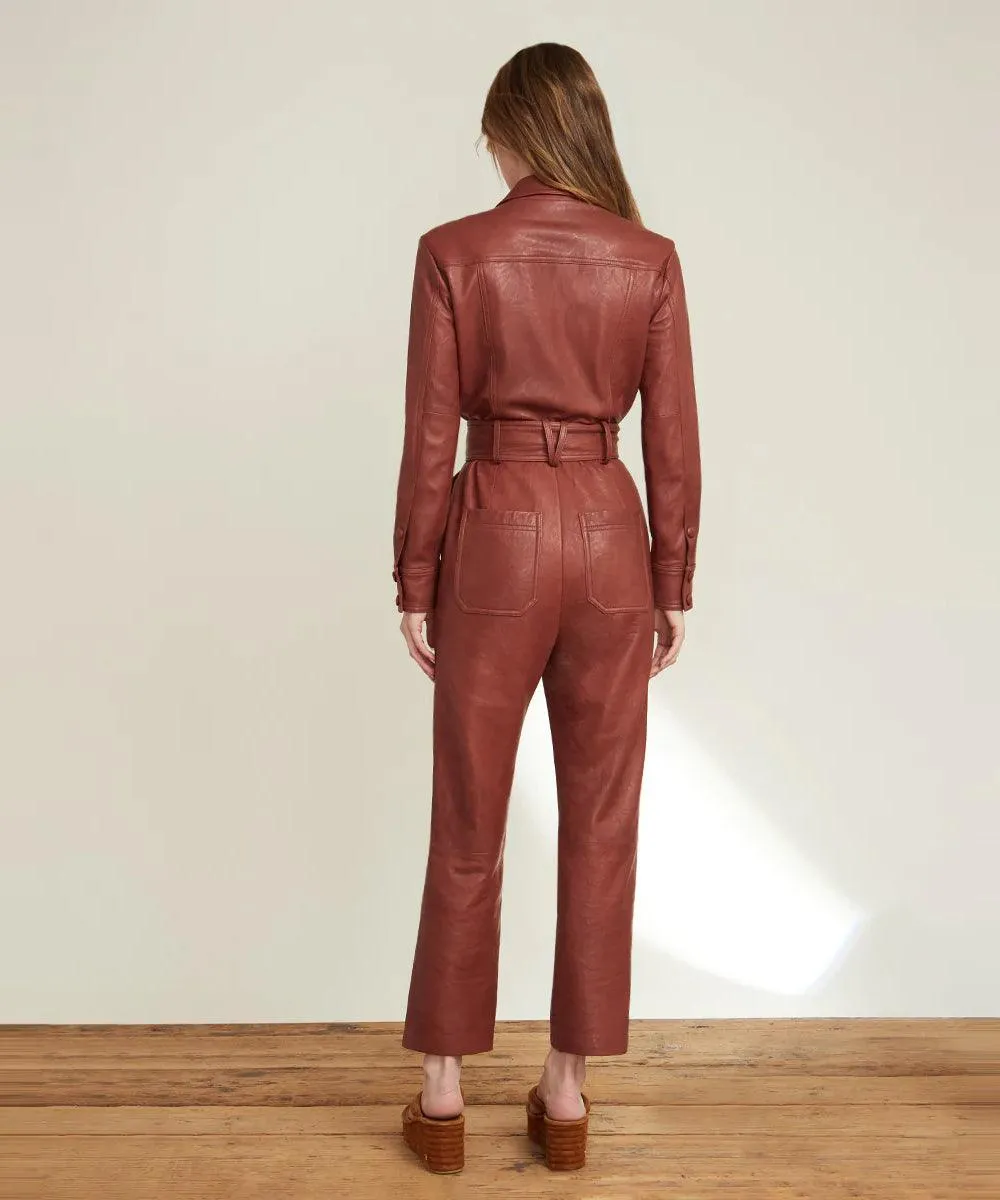 One Piece Leather Jumpsuit for Women