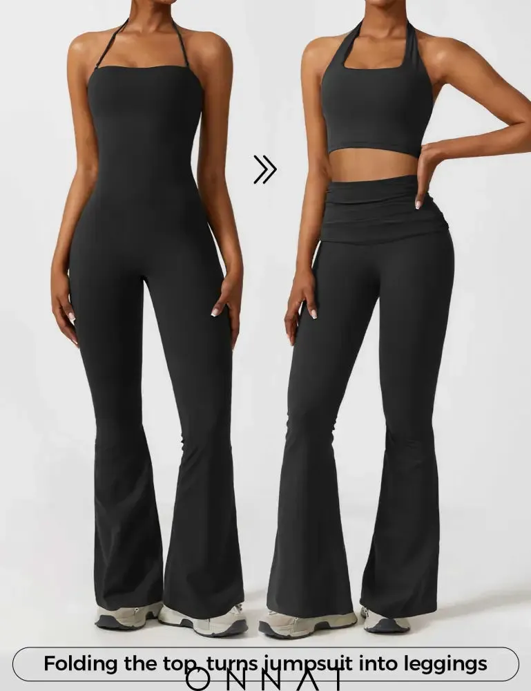 Onnat Halter Flared Jumpsuit