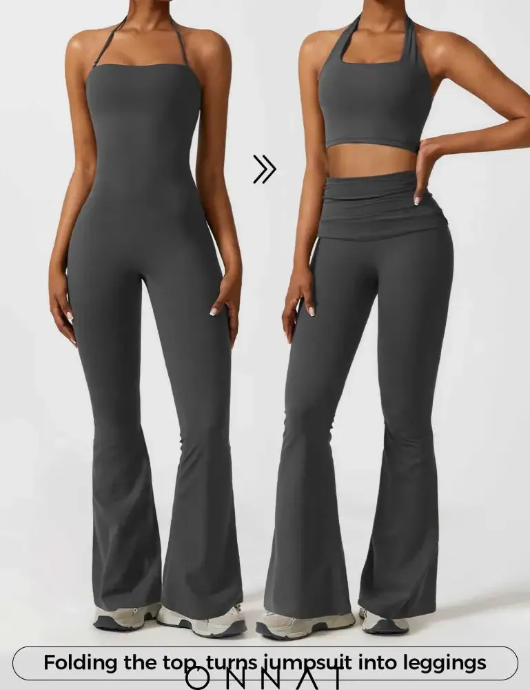 Onnat Halter Flared Jumpsuit