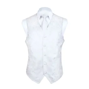 Paisley 3pc Suit Vest Set - WHITE