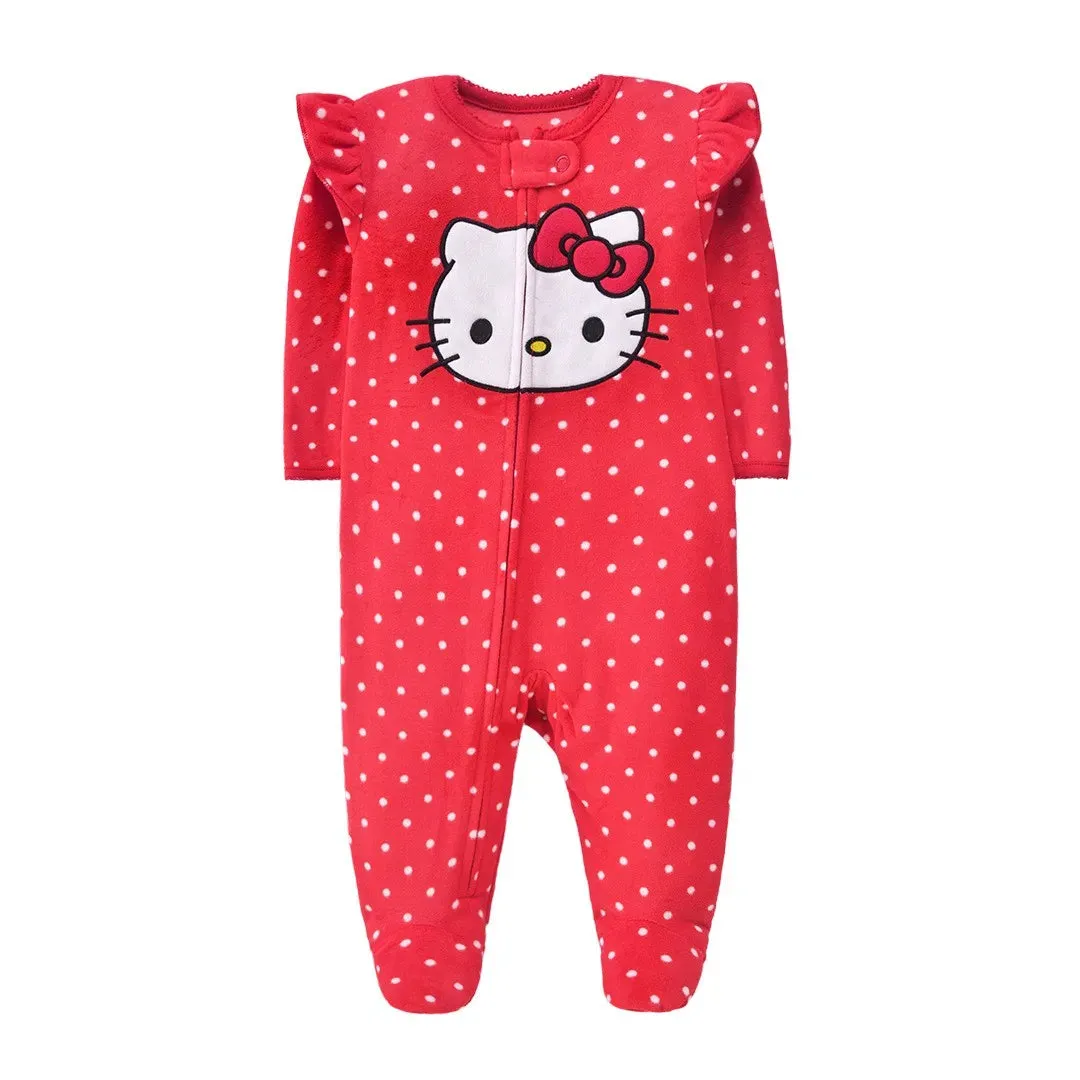 Pajamas Zipper Onesie - Warm Micro Fleece Baby Girl Romper 0-12 Months