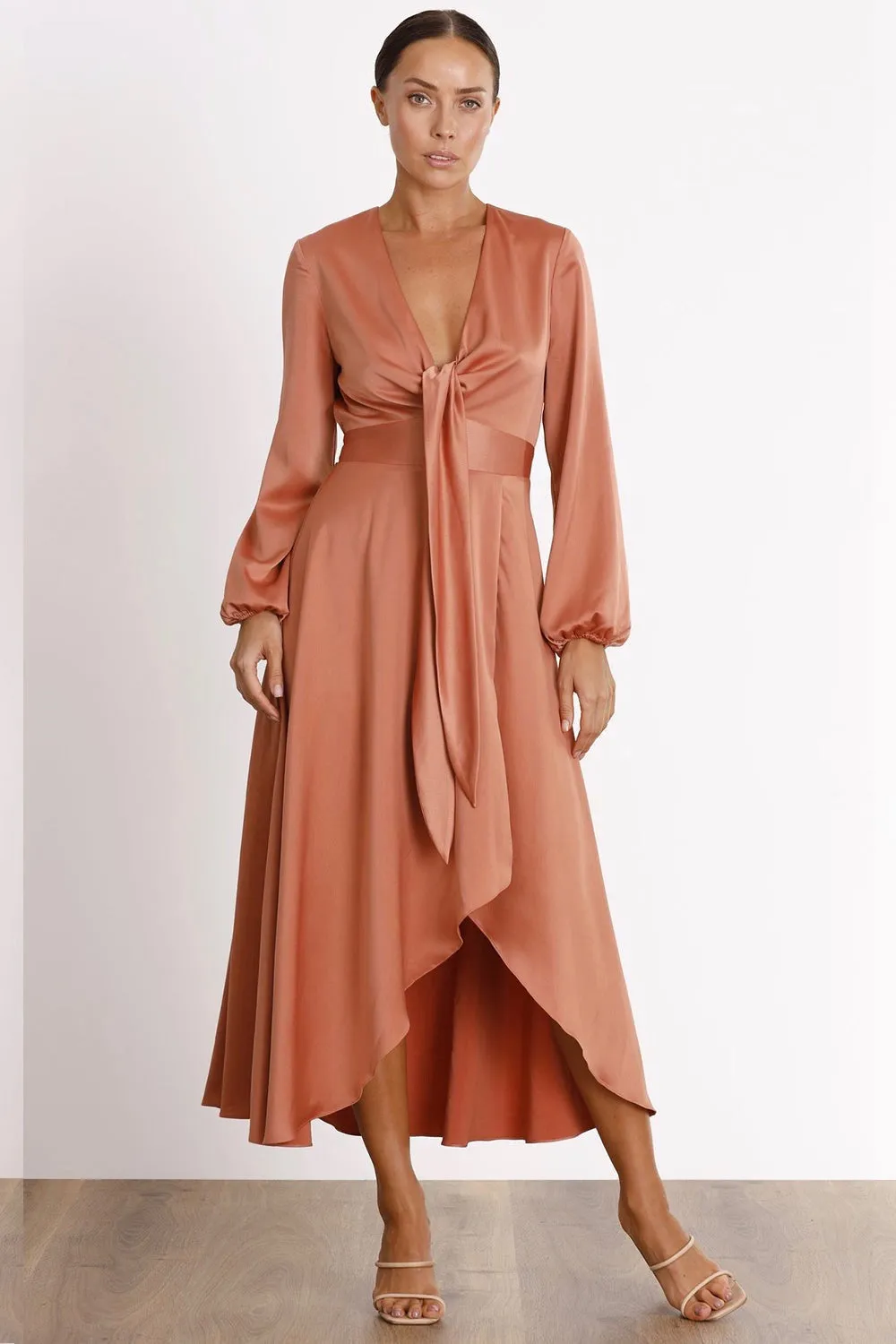 Pasduchas Cherish Tie Midi Dress - Caramel