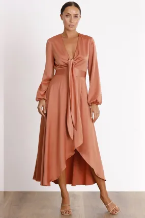 Pasduchas Cherish Tie Midi Dress - Caramel