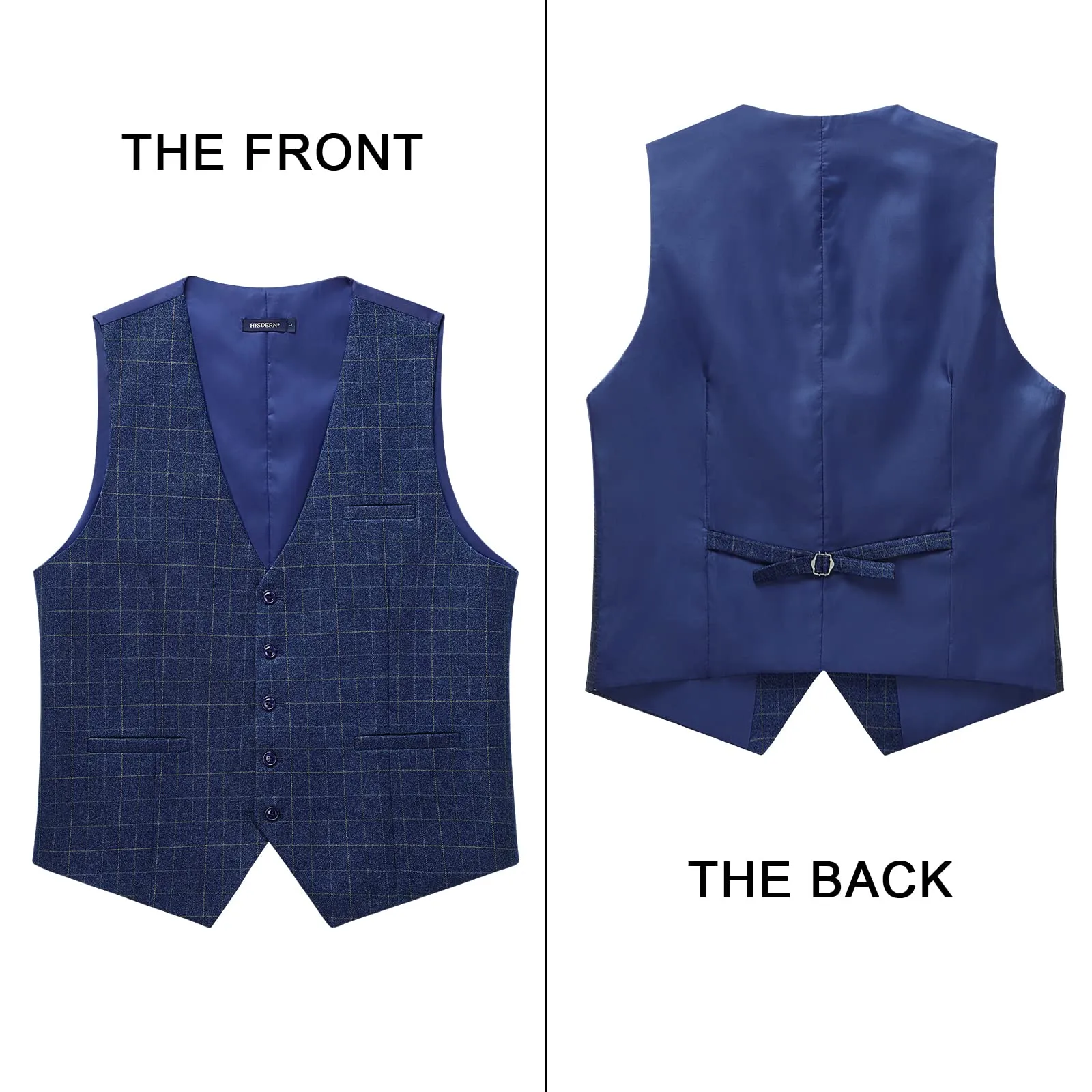 Plaid Slim Suit Vest - A-BLUE