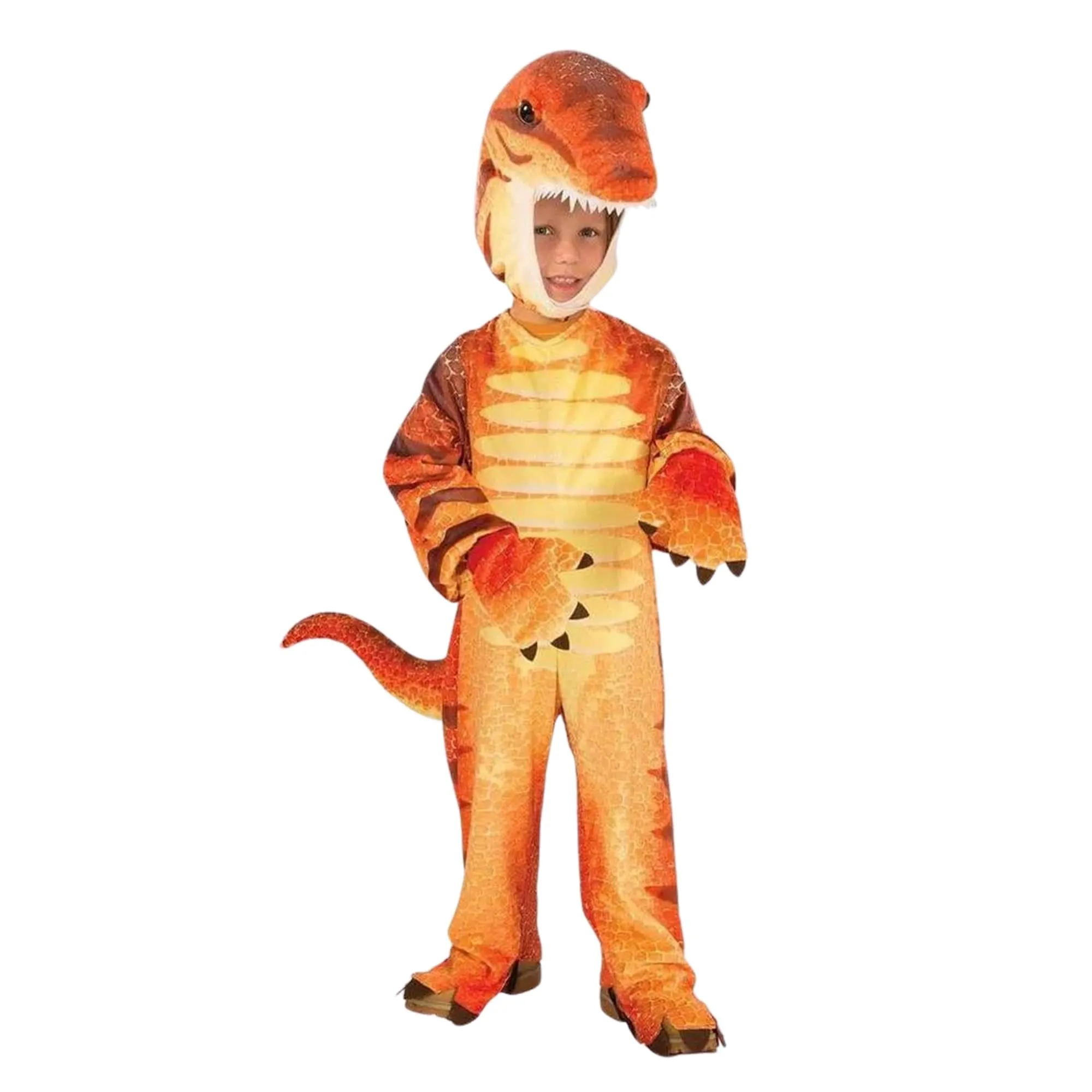 Plush Orange Raptor Dinosaur Costume Child Toddler