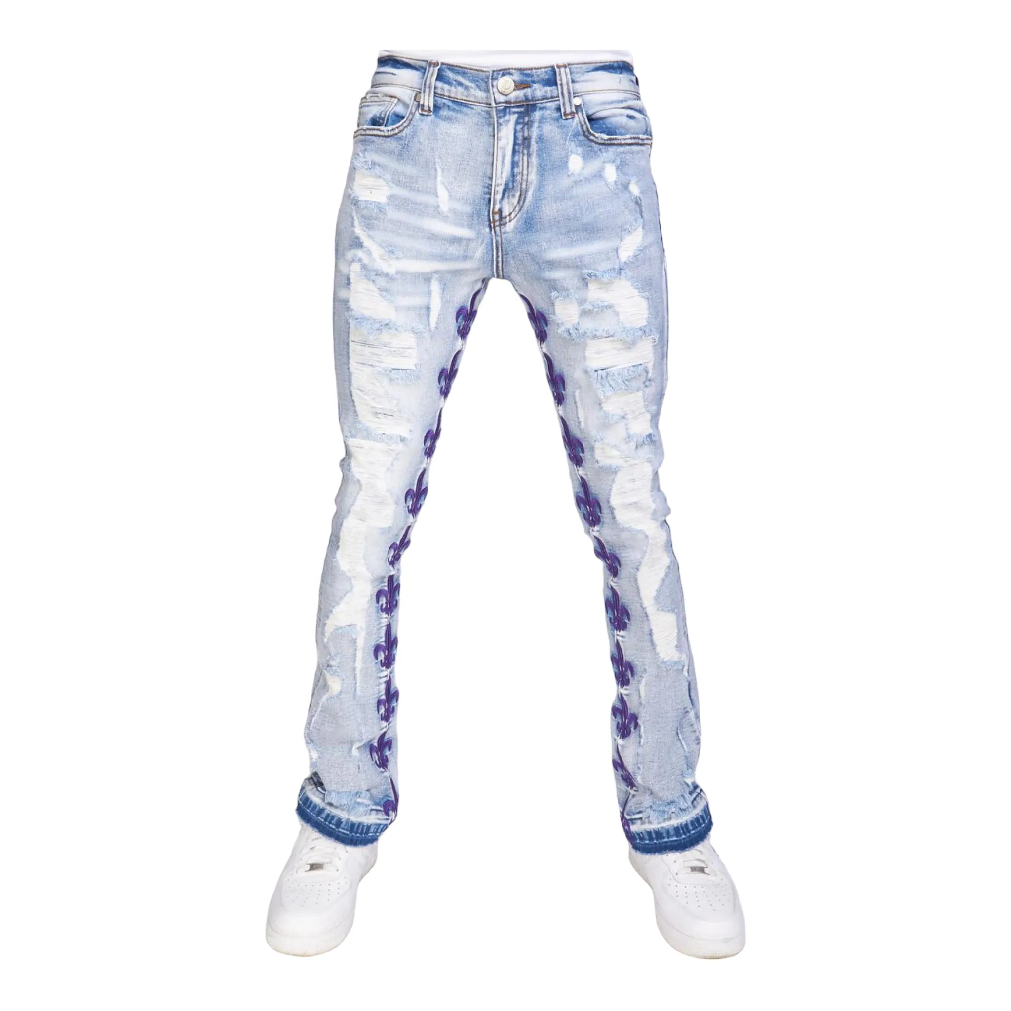 POLITICS: Skinny Fleur De Lis Stacked Jeans