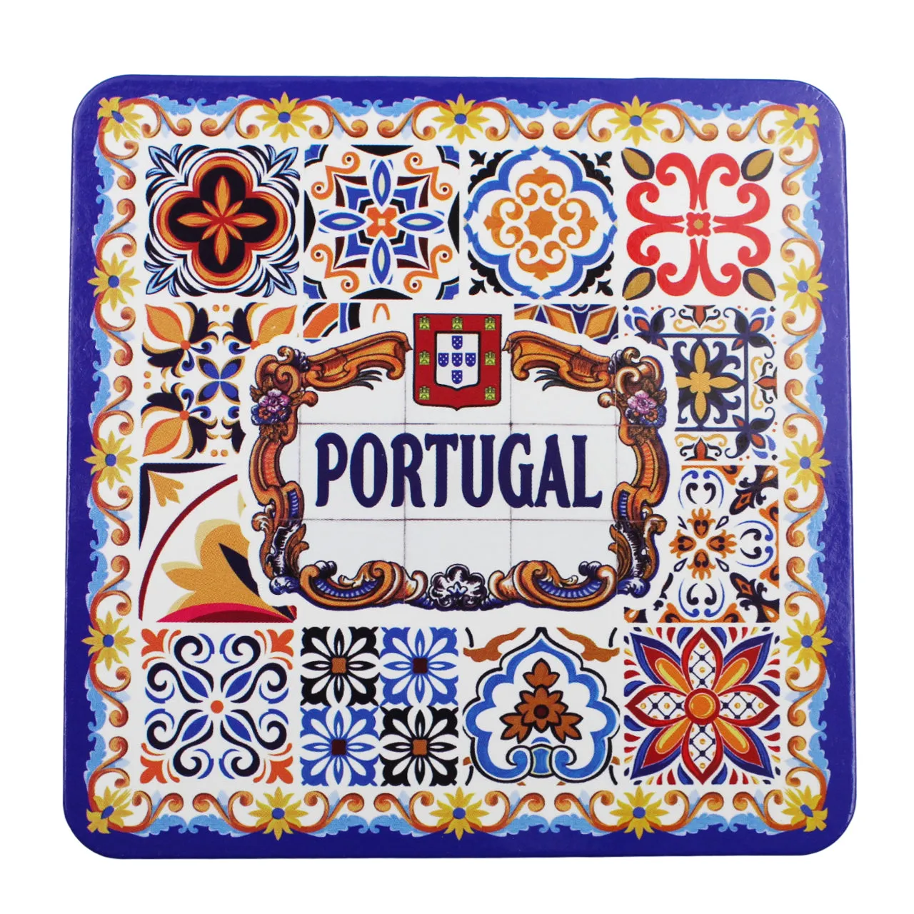 Portuguese Themed Coaster Set - 6 Piece Collection with Blue Tile Azulejo Design