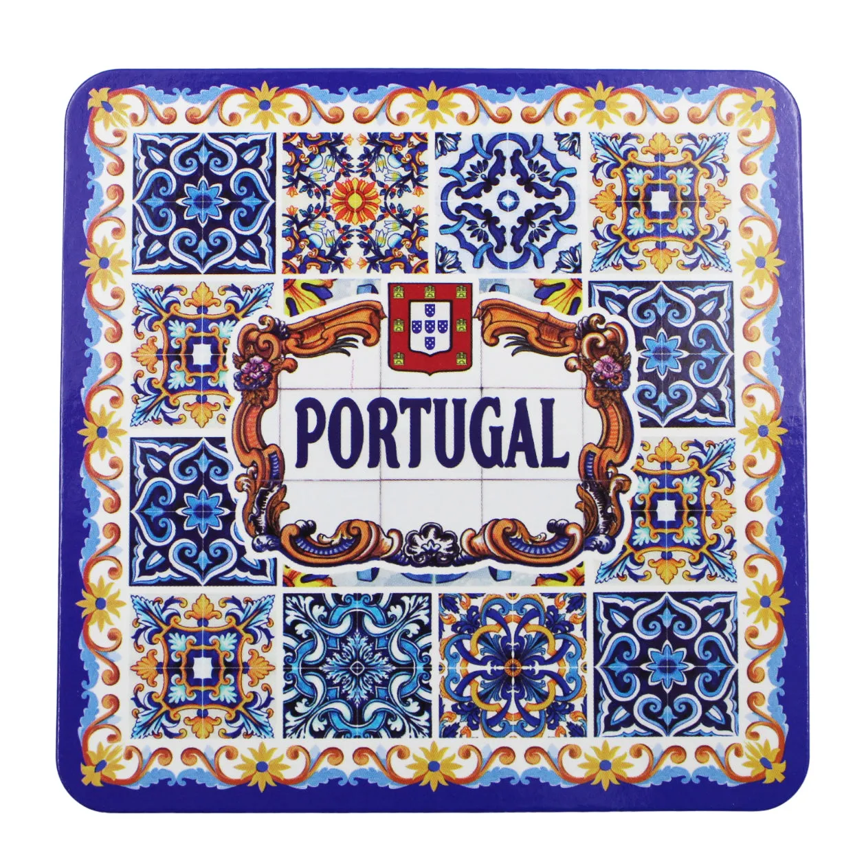 Portuguese Themed Coaster Set - 6 Piece Collection with Blue Tile Azulejo Design