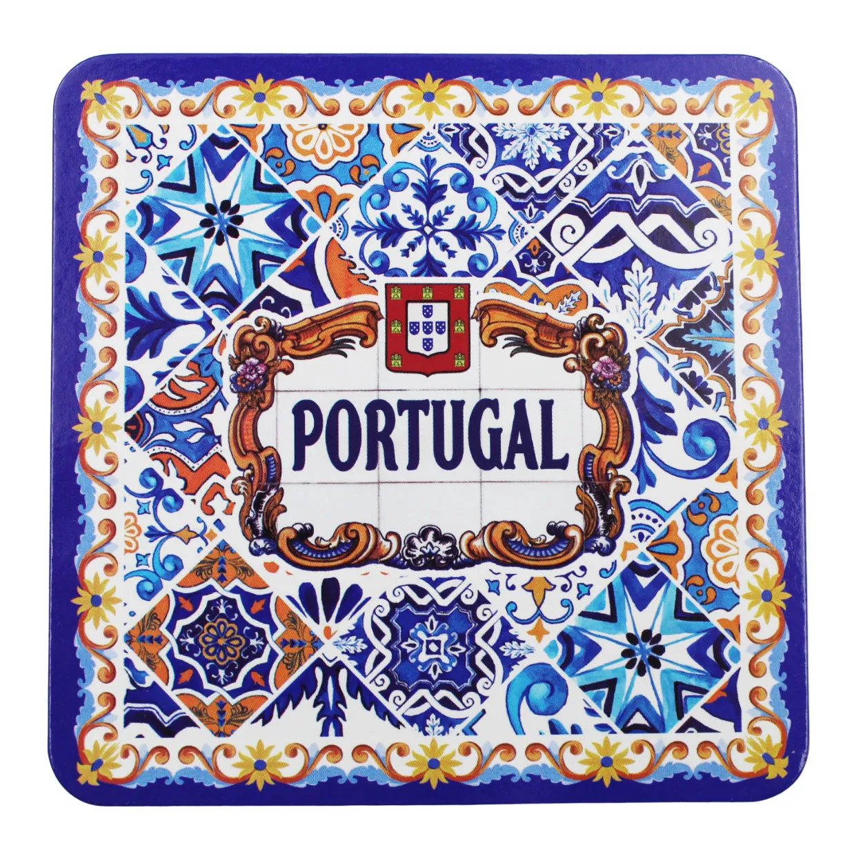 Portuguese Themed Coaster Set - 6 Piece Collection with Blue Tile Azulejo Design