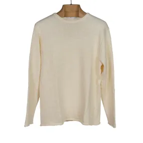 "Mist" off-white linen rolled edge tunic sweater