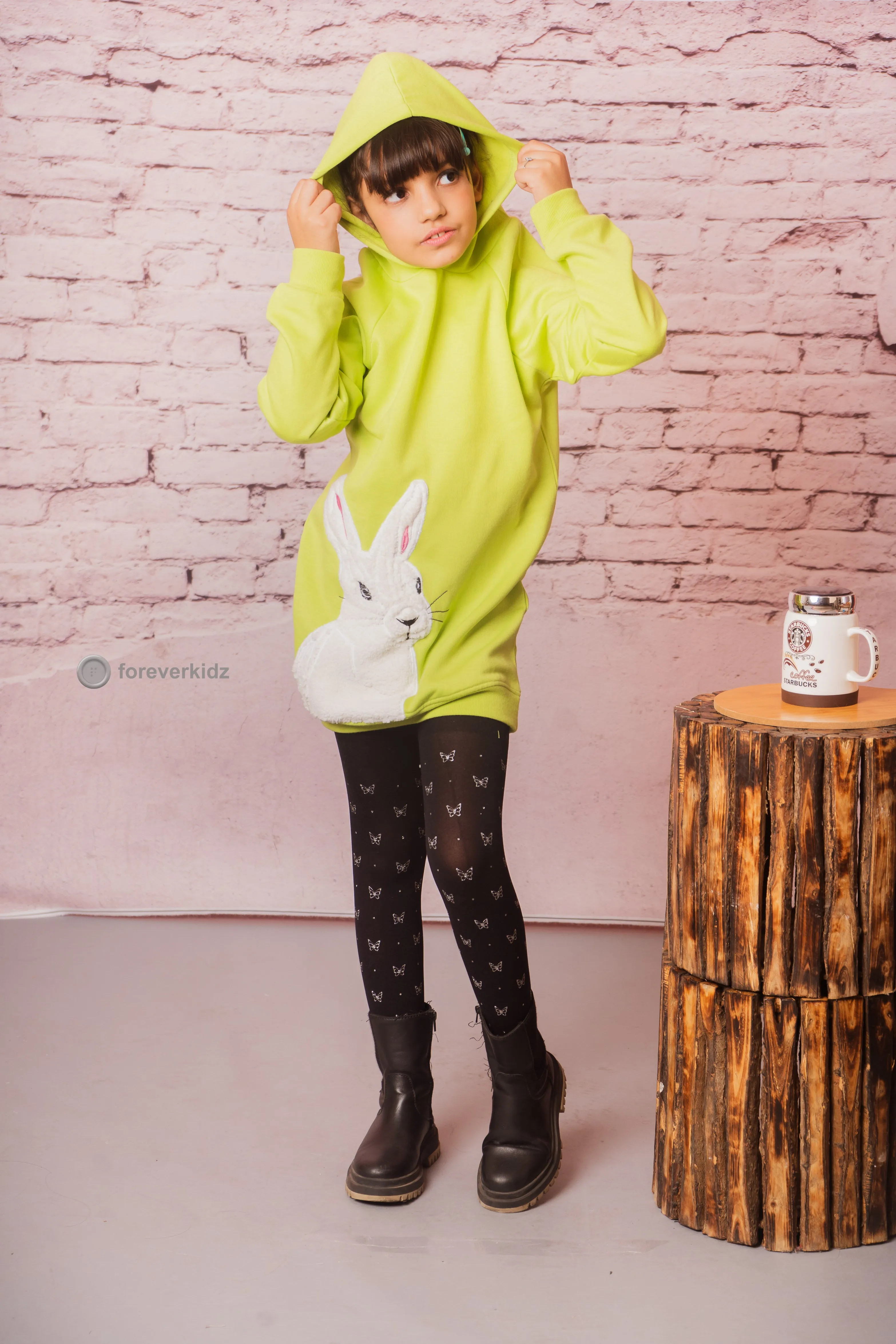 Rabbit Neon Hoodie Dress