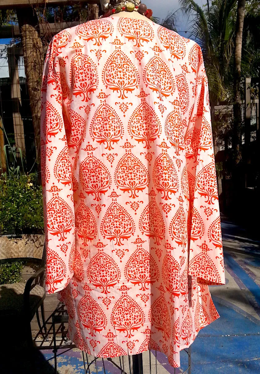 Raja Cotton Tunic Orange Fan