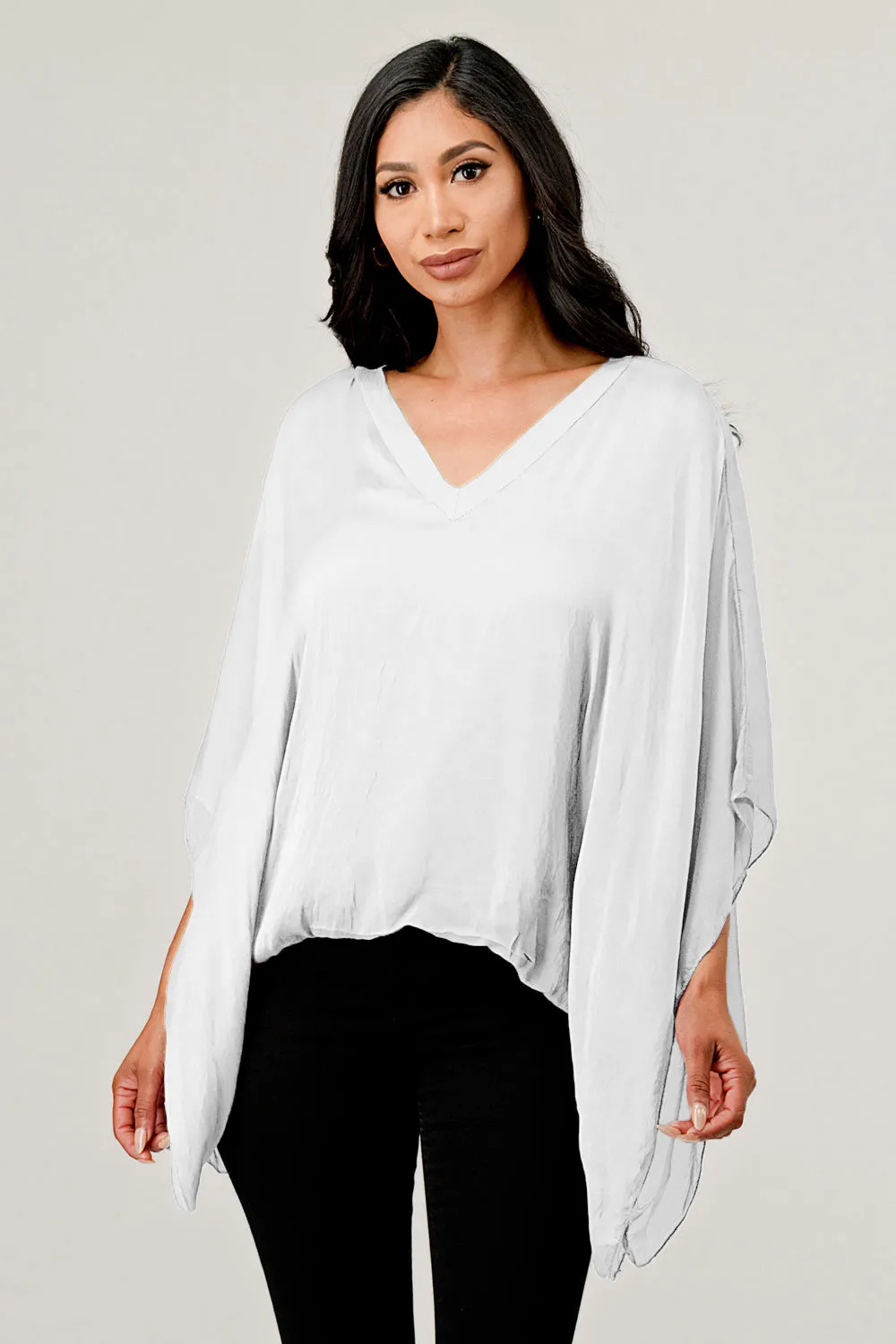 Raw Moda V Neck Italian Silk Top