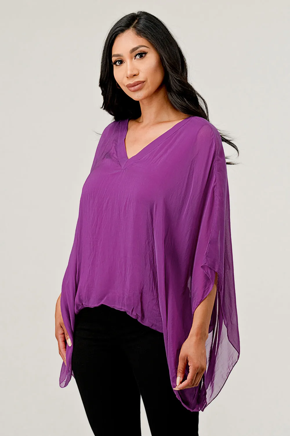 Raw Moda V Neck Italian Silk Top