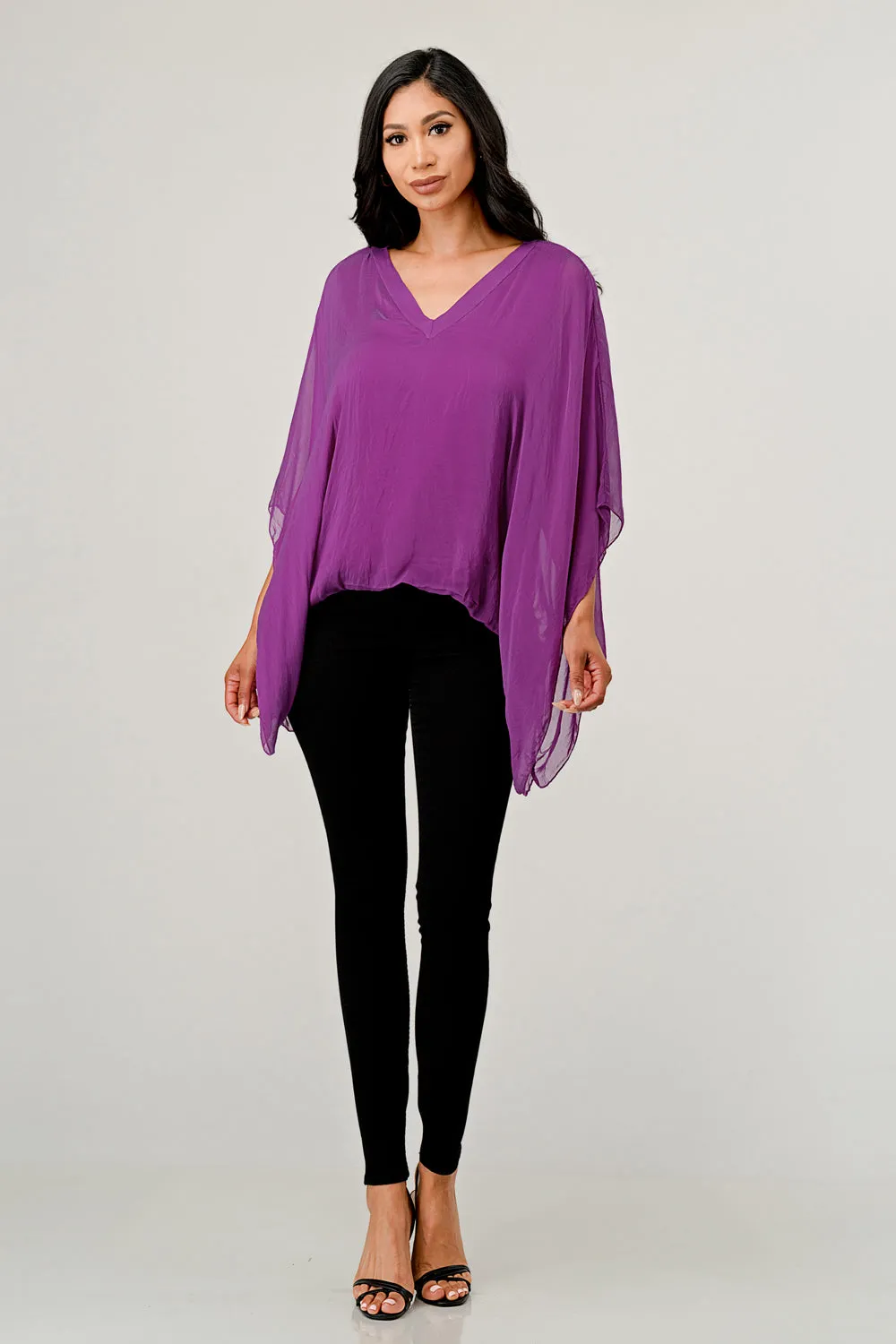 Raw Moda V Neck Italian Silk Top