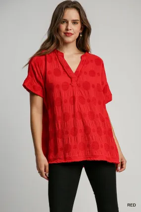 Red Swiss Dot Cotton Jacquard Tunic