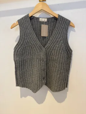 Rib Knit Button Up Sweater Vest