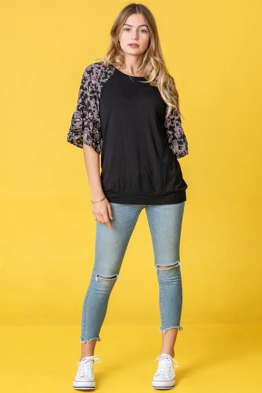 Ruffle Print Sleeve Tunic