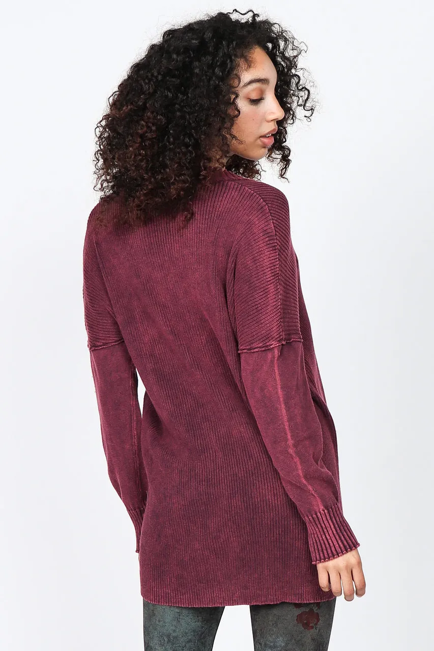 S4920A Mineral Wash Ribbed Sweater Tunic