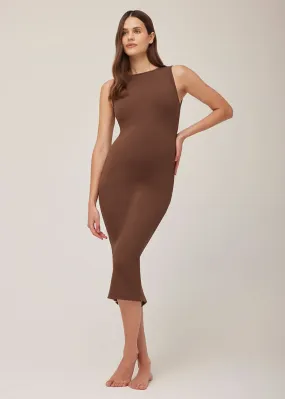 Sculpting Rib Boat Neck Midi Dress