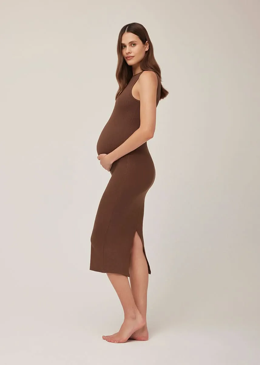 Sculpting Rib Boat Neck Midi Dress