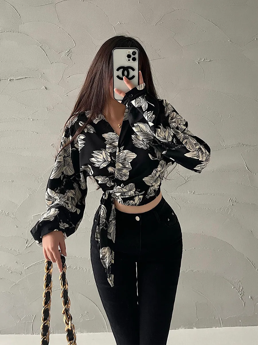 Selene Floral Print Long Sleeve Blouse