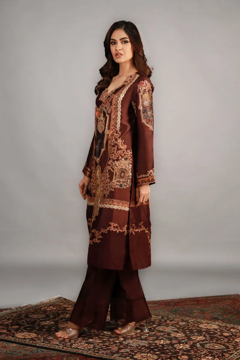 Shamaeel - TRE-12 - Sheesha Silk and Khaddi Silk - 3 Piece