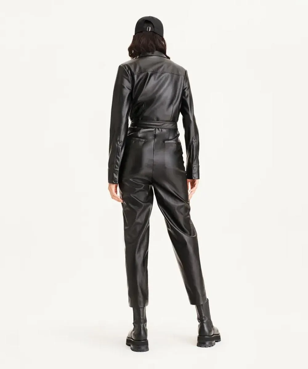 Sheepskin Black Leather Jumpsuit