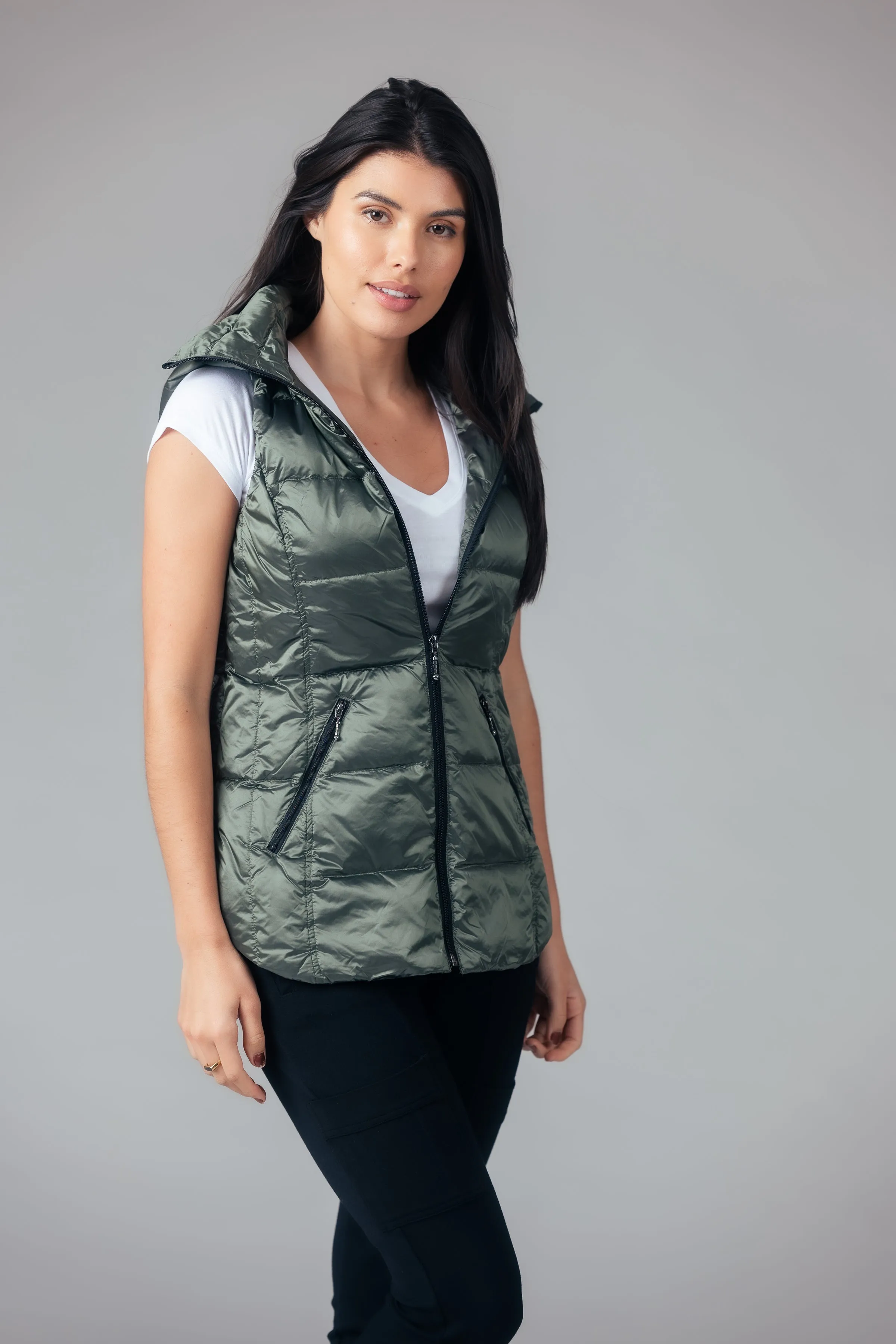 Short Metallic Down Vest