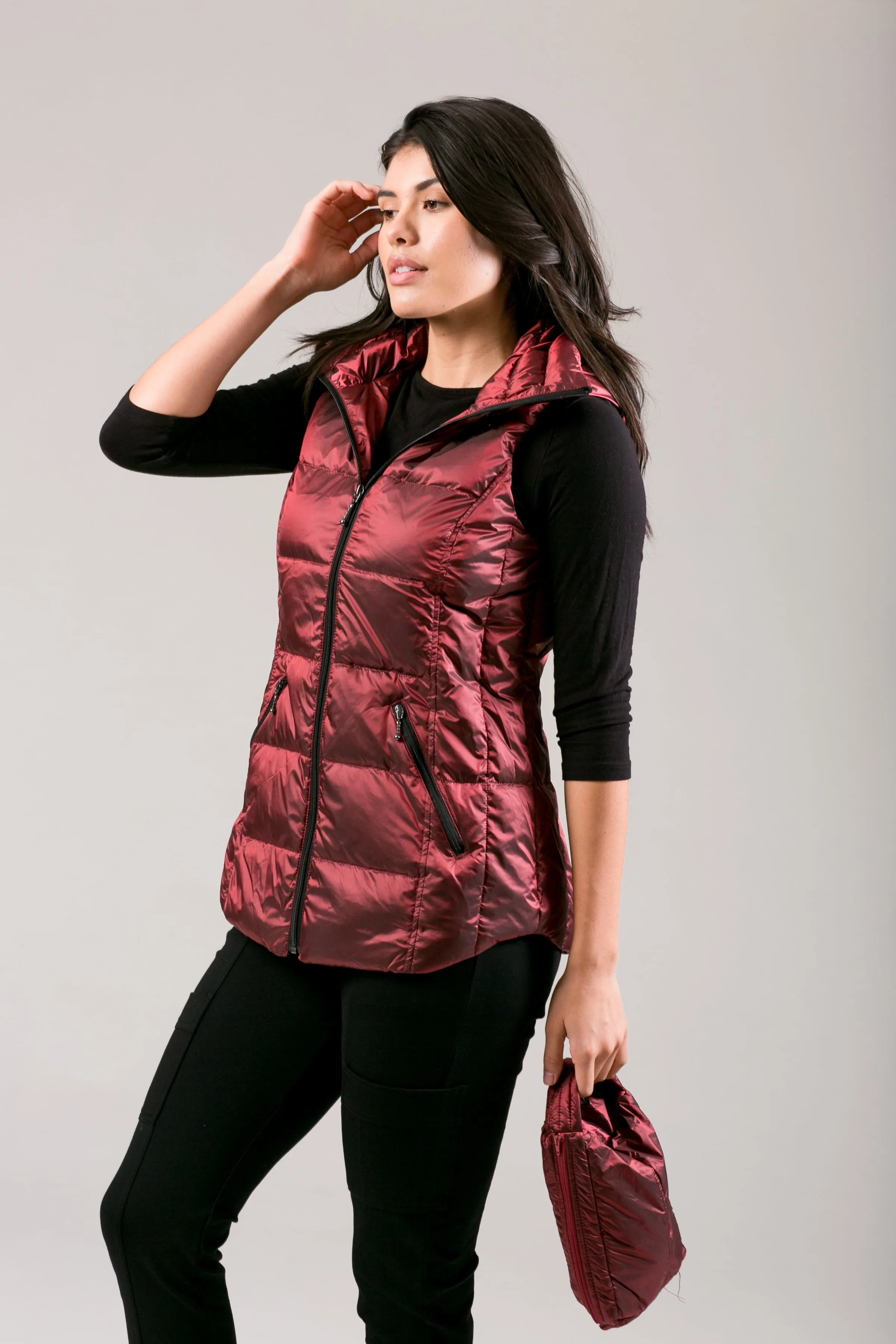 Short Metallic Down Vest