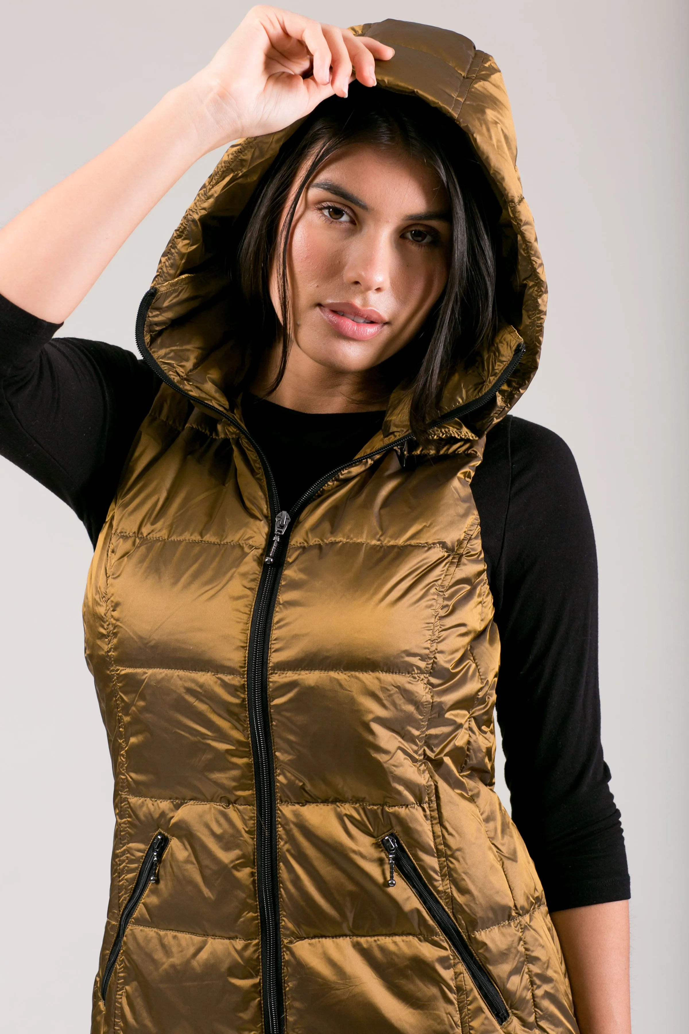 Short Metallic Down Vest