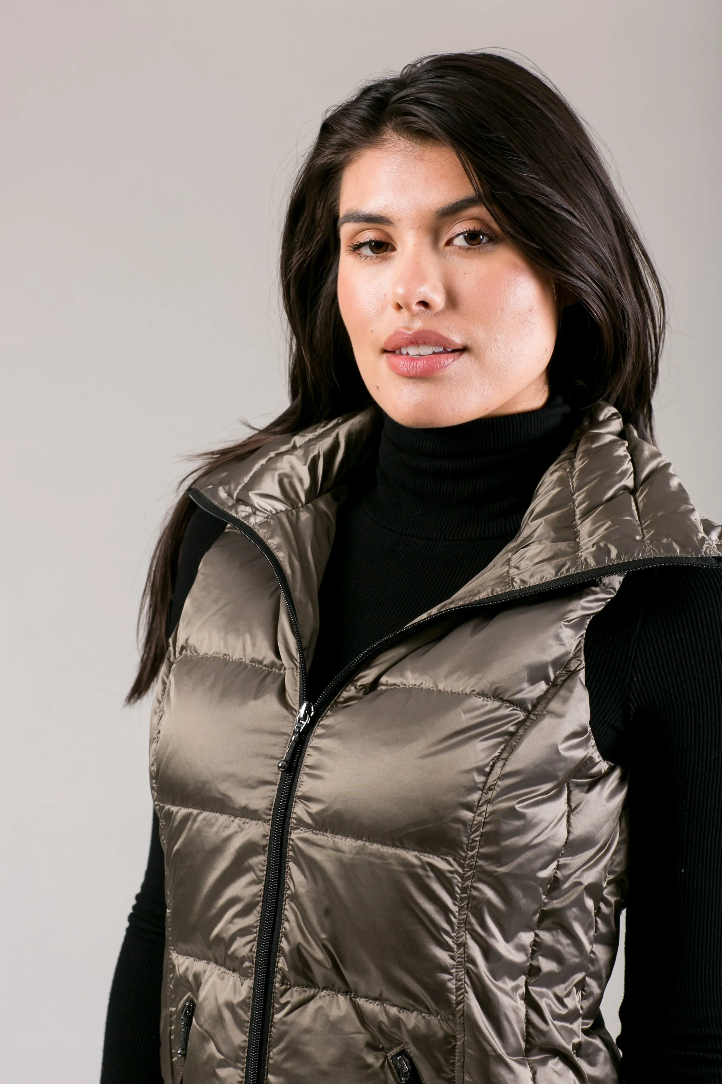 Short Metallic Down Vest