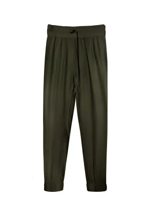 Silk Jogger Pants - Military