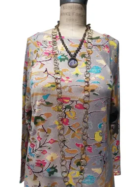 Silk Knit Long Tunic T Floral