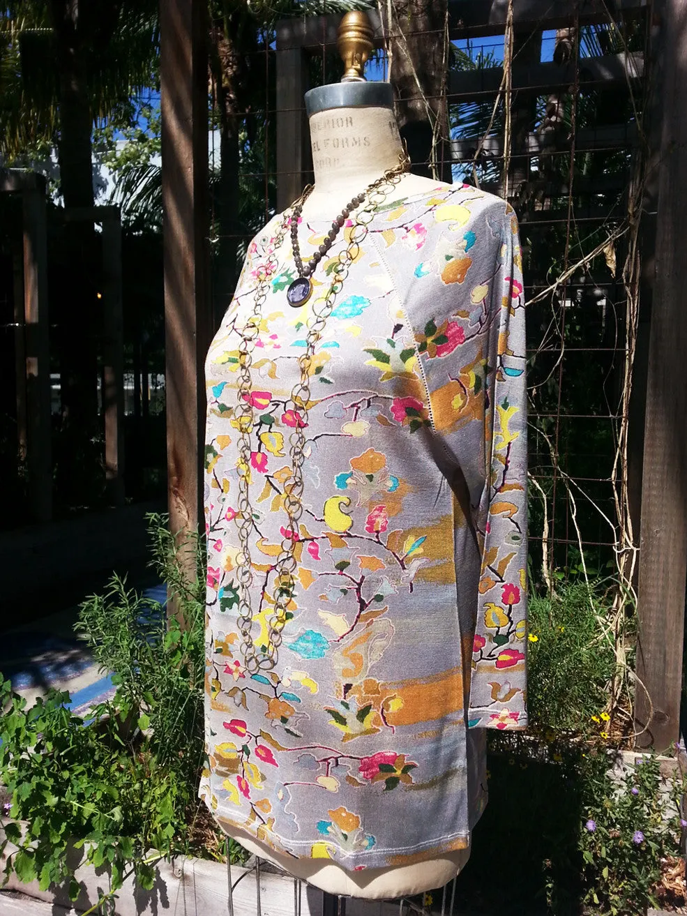 Silk Knit Long Tunic T Floral