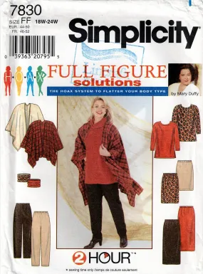 Simplicity 7830 Womens Plus Size Capsule Wardrobe 1990s Vintage Sewing Pattern Sizes 18W - 24W UNCUT Factory Folded