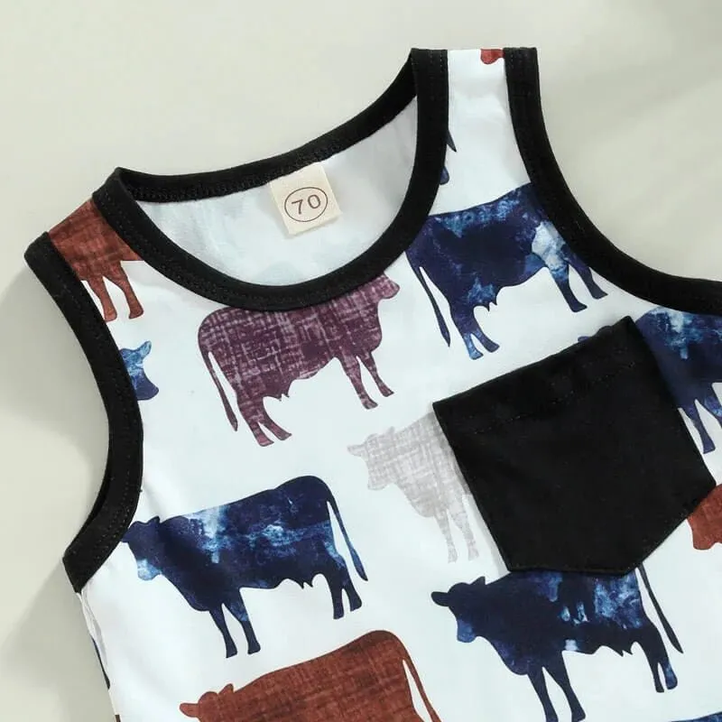 Sleeveless Cows Baby Jumpsuit