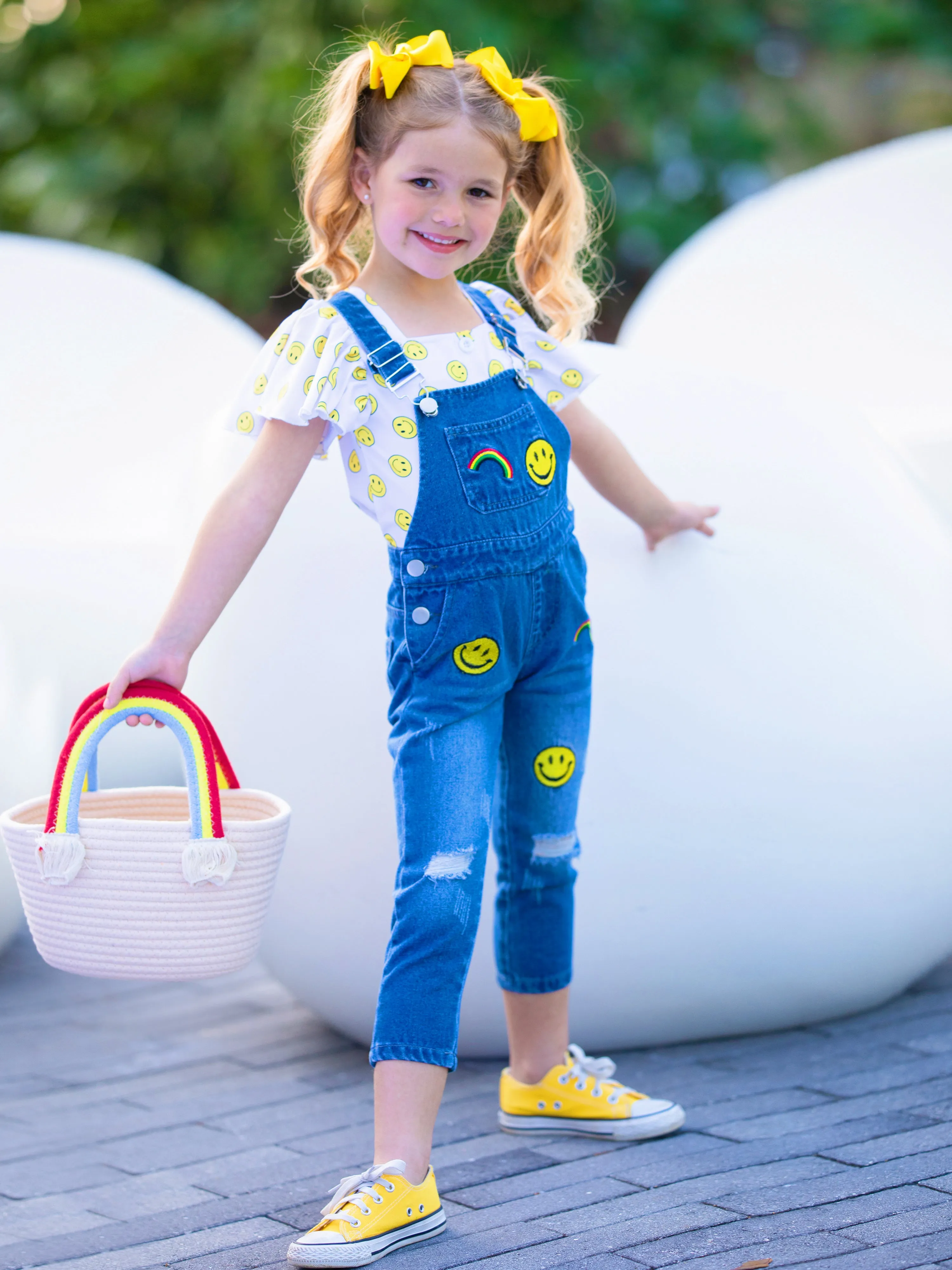 Smiles and Rainbows For Spring Overall Set