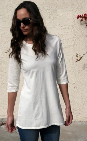 Solid Split Round-neck Tunic - Ivory