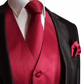 Solid Wine Red Tuxedo Vest Set