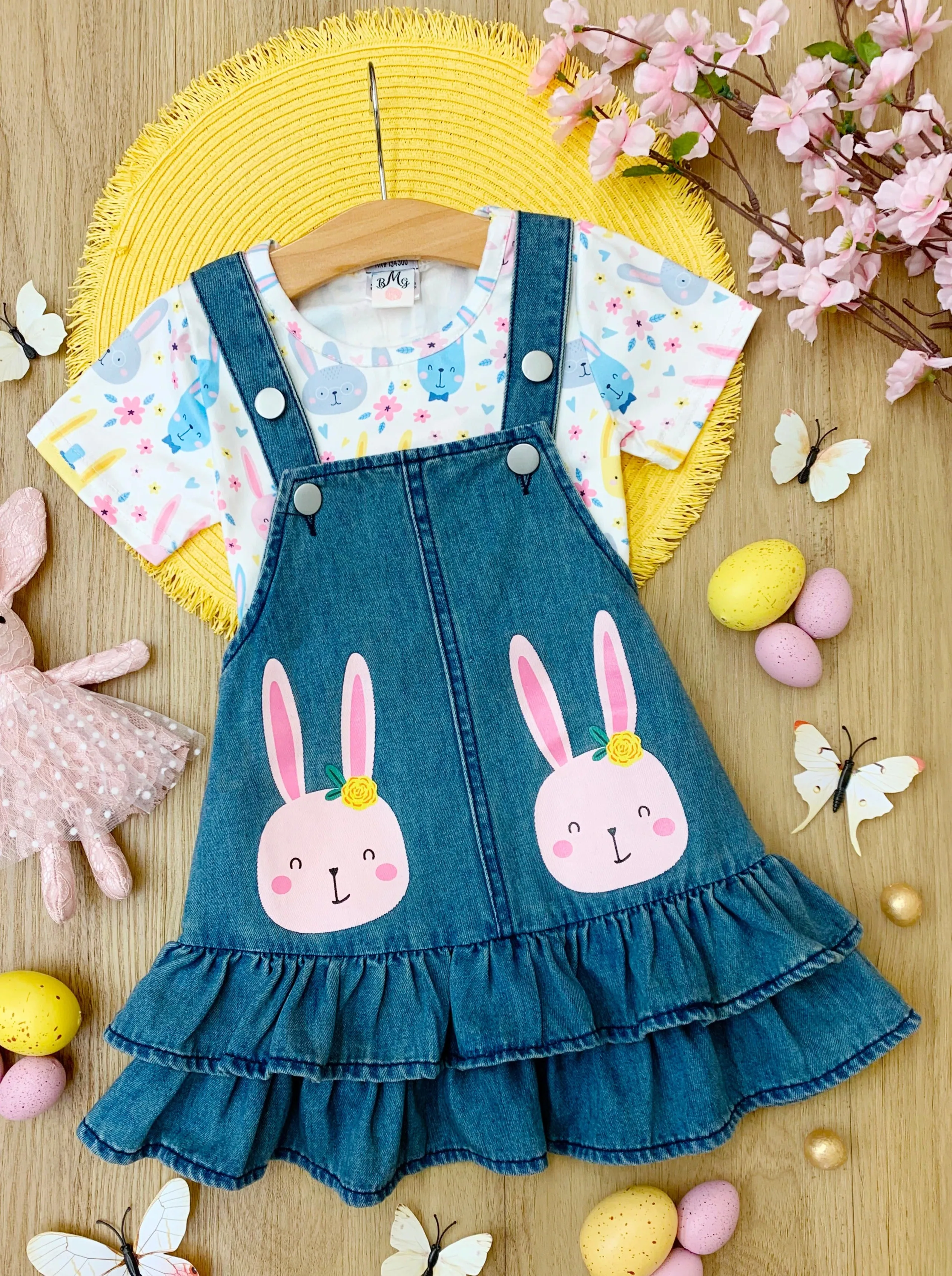 Some Bunny Special Denim Overall Dress Set