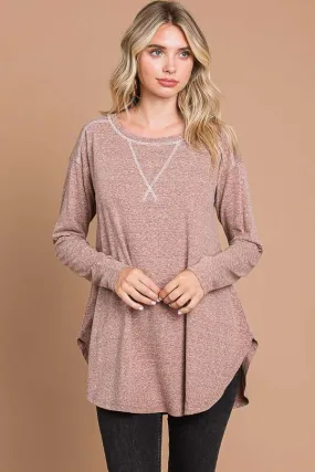 Spicy Brown Hi Lo Hemline Tunic Top