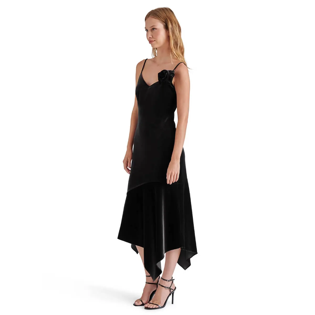 Steve Madden Lucille Velvet Rosette Midi Dress